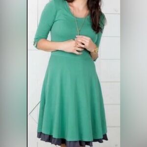 Matilda Jane with Joanna Gaines Green/Gray Ruffle Dress Size XS